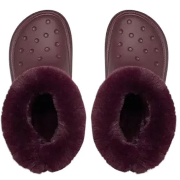 Crocs Stomp Lined‎ Snow Boots Dark Cherry Ankle High 208718-6WD Size 12W/10M