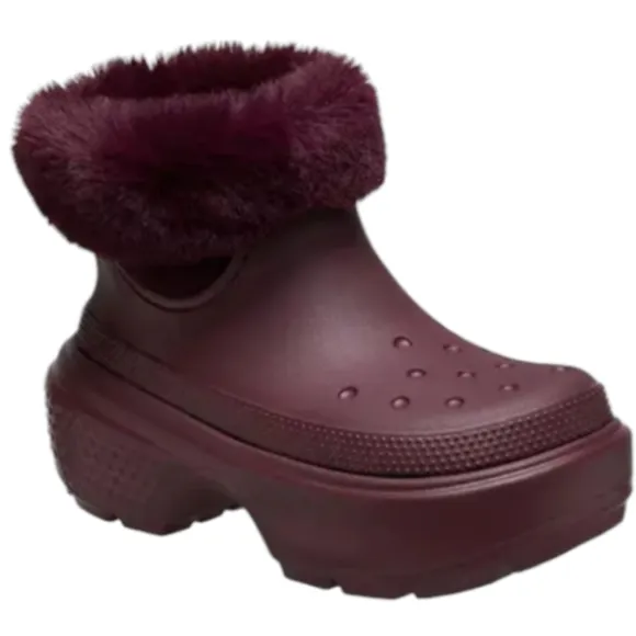 Crocs Stomp Lined‎ Snow Boots Dark Cherry Ankle High 208718-6WD Size 12W/10M
