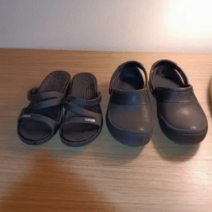 Crocs Women Nurse Clog Wedge Sandal 2 Pair Lot Black