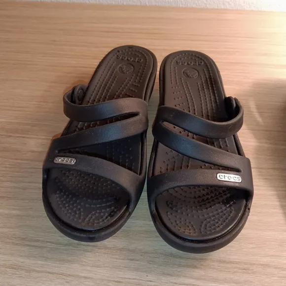 Crocs Women Nurse Clog Wedge Sandal 2 Pair Lot Black