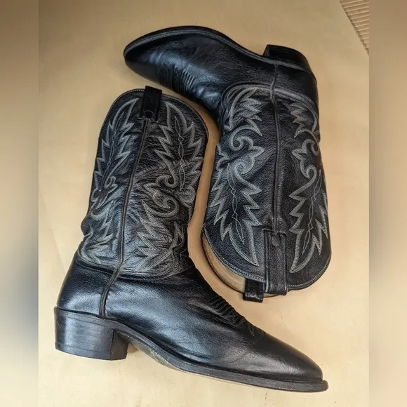 Dan Post &quot;El Paso&quot; Boots Men Size 9.5 D  Black Leather Western Style Pull On. Gr