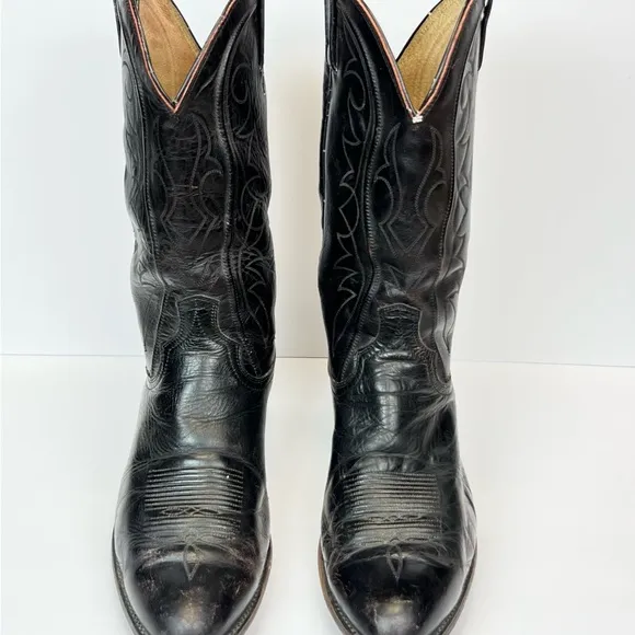 Dan Post Black Leather Cowboy Boots Men’s Size 12 EW