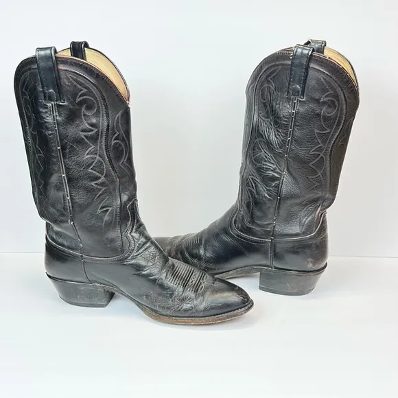 Dan Post Black Leather Cowboy Boots Men’s Size 12 EW
