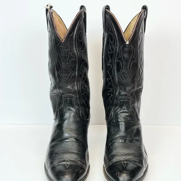 Dan Post Black Leather Cowboy Boots Men’s Size 12 EW