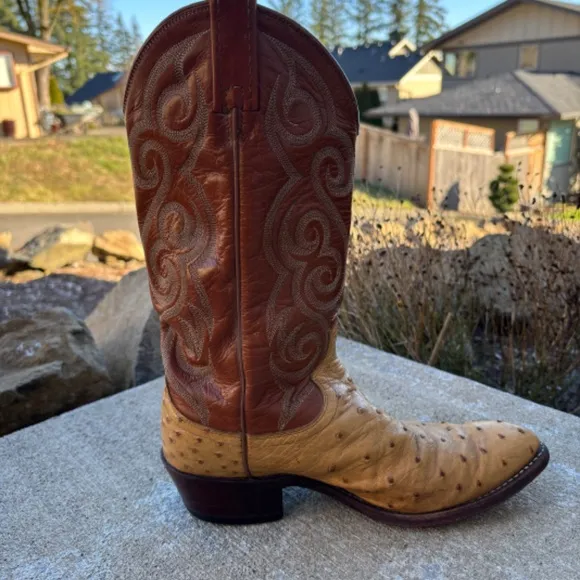 Dan Post Boots Full Quill Ostrich Leather Cowboy Western Boots Men’s Siz…