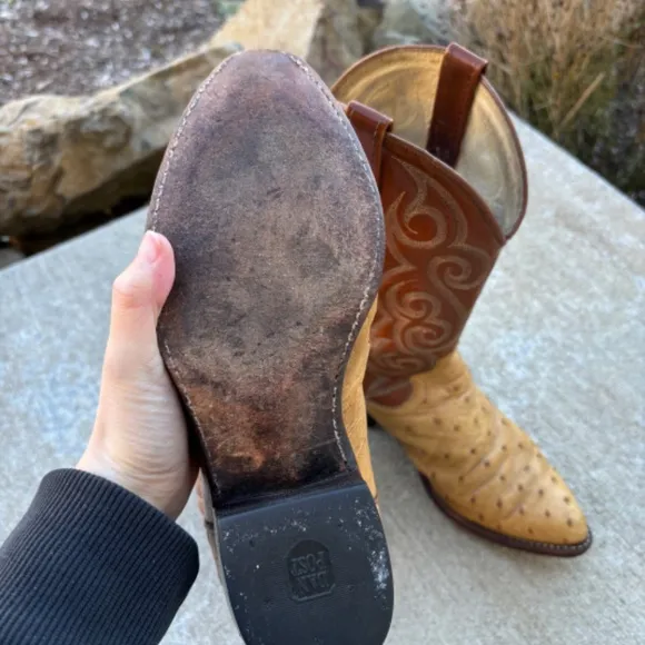 Dan Post Boots Full Quill Ostrich Leather Cowboy Western Boots Men’s Siz…