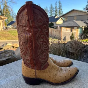 Dan Post Boots Full Quill Ostrich Leather Cowboy Western Boots Men’s Siz…