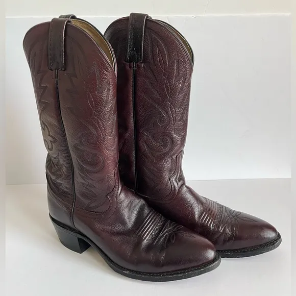 Dan Post Burgundy Pebble Grain Cowboy Boots men’s size 9D