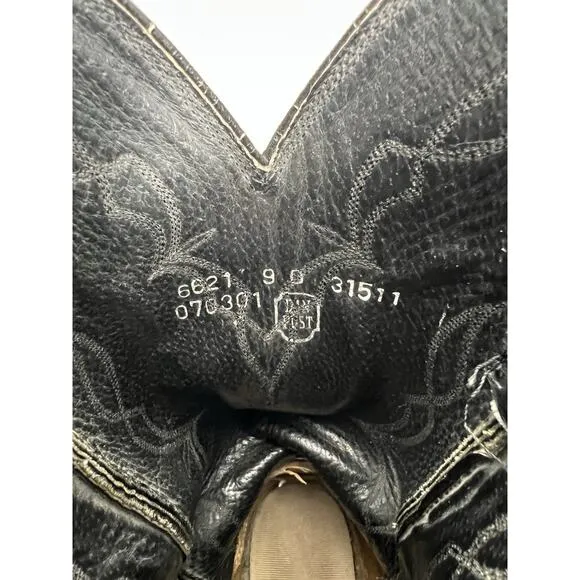 Dan Post Cowboy Boots Black Leather Men’s Size 9 D Style 6621