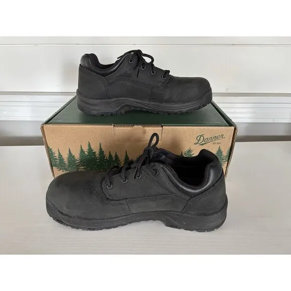 DANNER Caliper 3&quot; Aluminum Hard Toe Work Black Leather Shoes  Size 8.5 EE