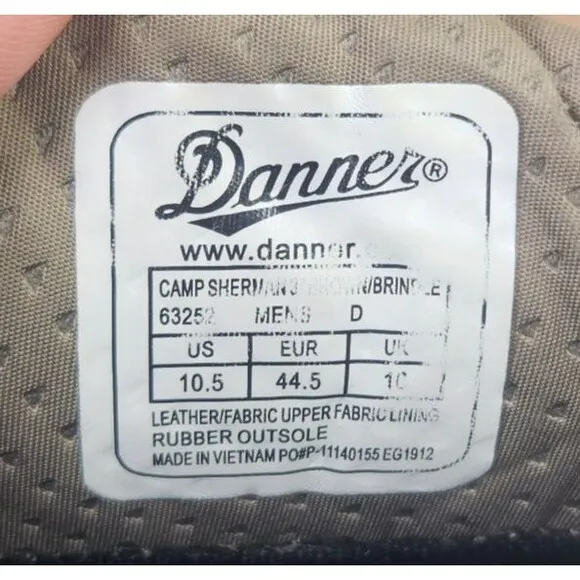 Danner Camp Sherman 3&quot; Mens Size 10.5 D Brown Leather Vibram Hiking Shoes 63252