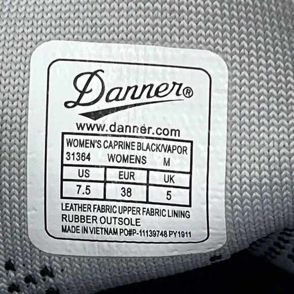 Danner Caprine Shoes Women 7.5 Black Vapor‎ Nubuck Outdoor Lace Up Sneaker 31364