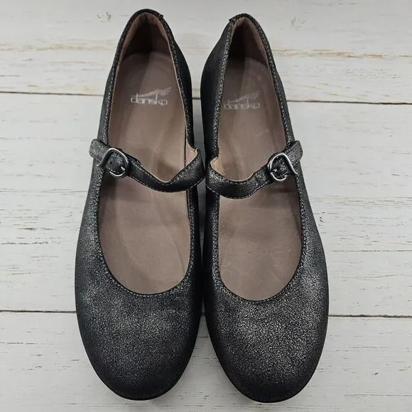 Dansko Kaelyn Mary Jane Womens 40 US 9.5-10 Gray Metallic‎ Leather Strap Shoes