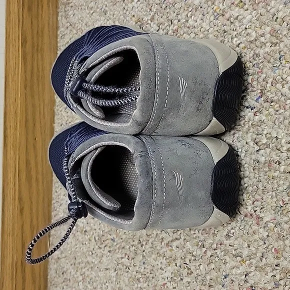 Dansko navy grey Honor Leather And Fabric Upper Slip On Shoes 38w US 7.5-8
