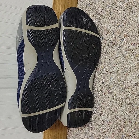 Dansko navy grey Honor Leather And Fabric Upper Slip On Shoes 38w US 7.5-8