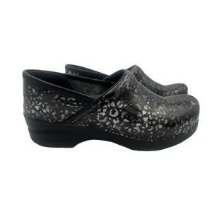 Dansko Shoes Women's 39 US 8-9 Professional Clogs‎ Pewter Leopard Patent Leather