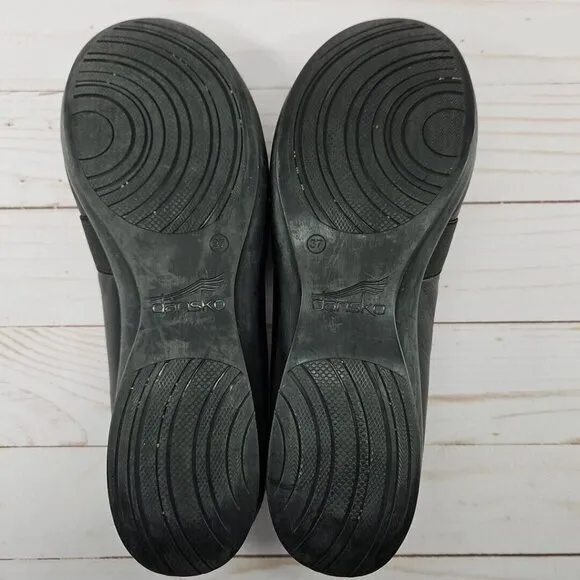 Dansko Womens‎ EU 37 Size 6.5 Size 7 Addy Black Leather Comfort Slip On Shoes