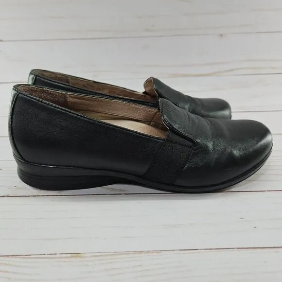 Dansko Womens‎ EU 37 Size 6.5 Size 7 Addy Black Leather Comfort Slip On Shoes
