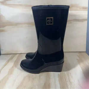 Dav Milan Black Wedge Rain Boots Women’s Size 7