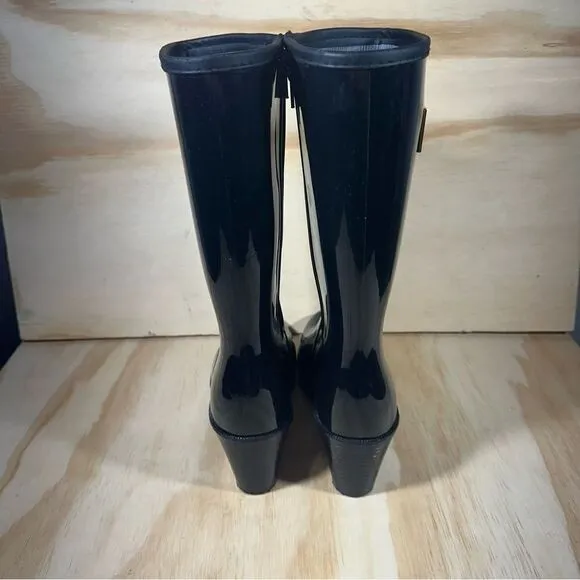 Dav Milan Black Wedge Rain Boots Women’s Size 7