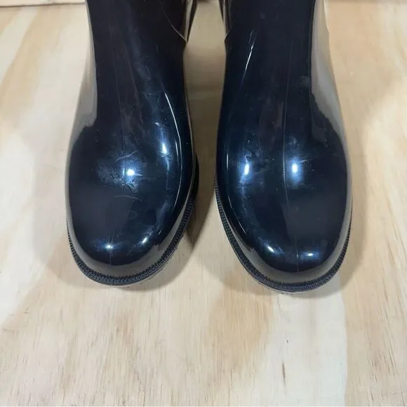Dav Milan Black Wedge Rain Boots Women’s Size 7