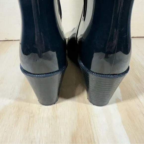 Dav Milan Black Wedge Rain Boots Women’s Size 7