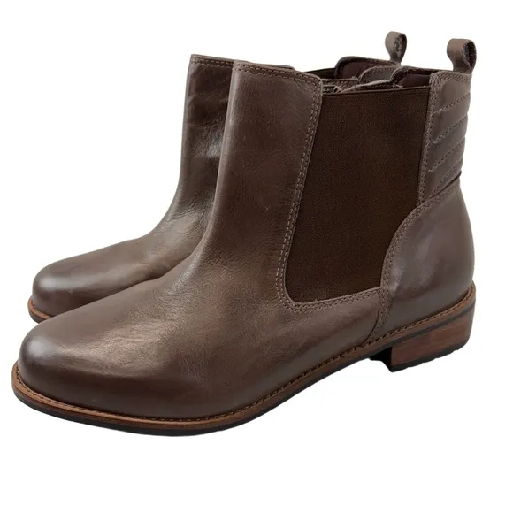 David Tate Womens 12WW Luxe Chelsea Boot Brown Leather Zip Ankle Waterproof