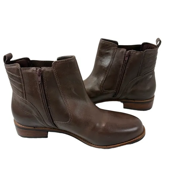 David Tate Womens 12WW Luxe Chelsea Boot Brown Leather Zip Ankle Waterproof