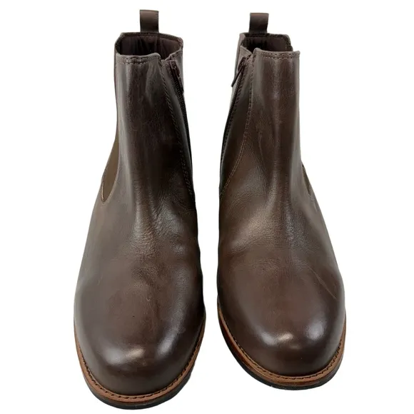 David Tate Womens 12WW Luxe Chelsea Boot Brown Leather Zip Ankle Waterproof