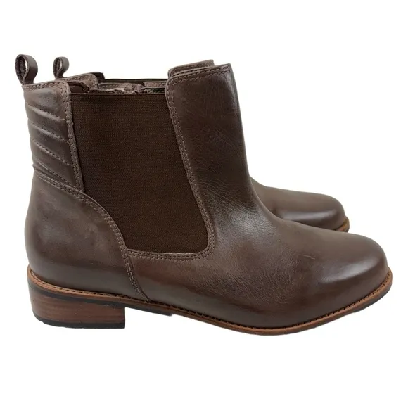 David Tate Womens 12WW Luxe Chelsea Boot Brown Leather Zip Ankle Waterproof
