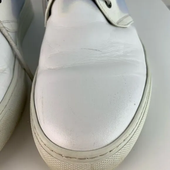 Del Toro men’s white blue leather hi-top chukka lace up sneakers boots size 11