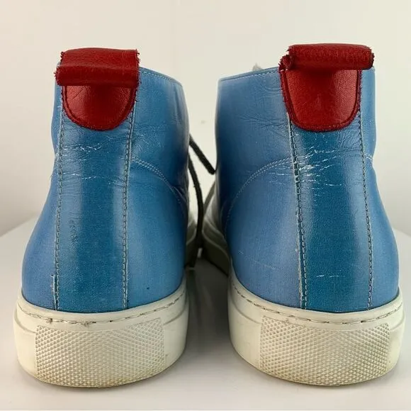 Del Toro men’s white blue leather hi-top chukka lace up sneakers boots size 11