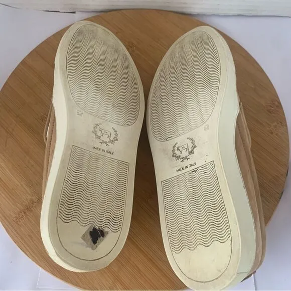 Del Toro thumbs Up Embroidered Leather Sneaker Women Sz 8 Nude Slip On Shoes