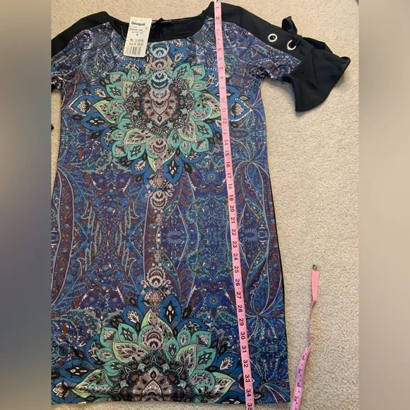 Desigual Yamina Mandala Shift Dress Women Medium Boho Rhinestone New With Tag