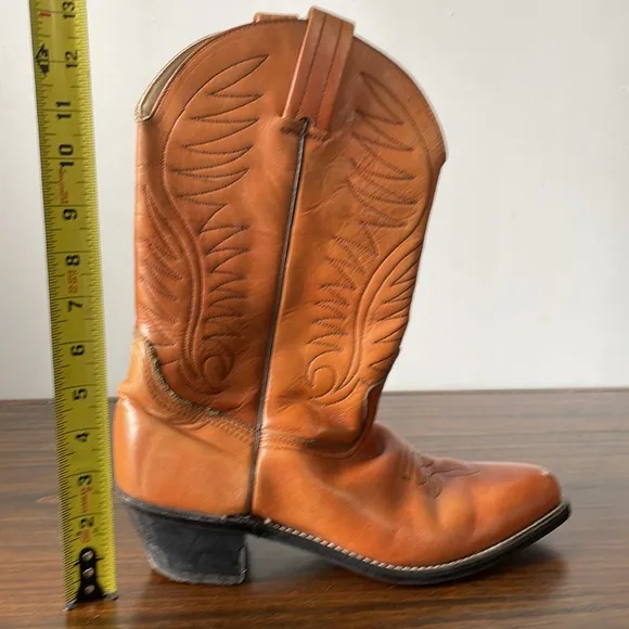 Dexter, 10.5, men’s orange camel color leather cowboy western boots