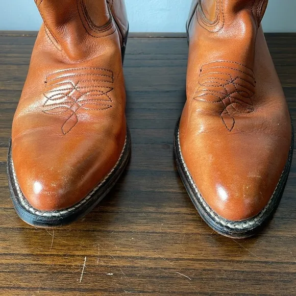 Dexter, 10.5, men’s orange camel color leather cowboy western boots