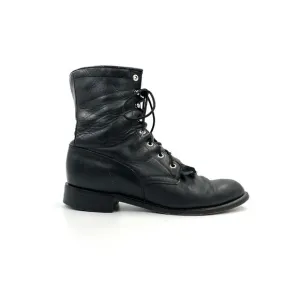 Diamond J Black Leather Roper Kiltie Lace Up Western Boots Men’s Size 9