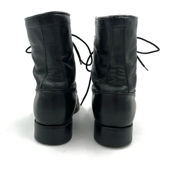 Diamond J Black Leather Roper Kiltie Lace Up Western Boots Men’s Size 9