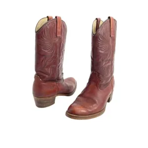 Dingo Brown Faux Leather Western Heeled Cowboy Boots Mens Size 9 Extra Wide