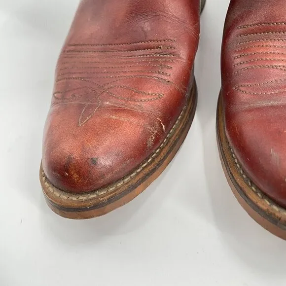 Dingo Brown Faux Leather Western Heeled Cowboy Boots Mens Size 9 Extra Wide