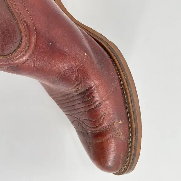 Dingo Brown Faux Leather Western Heeled Cowboy Boots Mens Size 9 Extra Wide