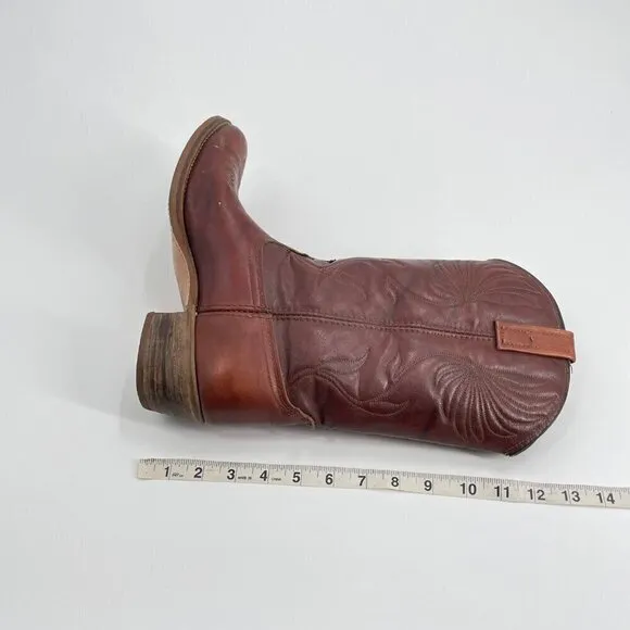 Dingo Brown Faux Leather Western Heeled Cowboy Boots Mens Size 9 Extra Wide