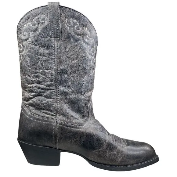 Dingo Mens Grey Leather Round Toe Western Cowboy Boots Size US 11.5 EW