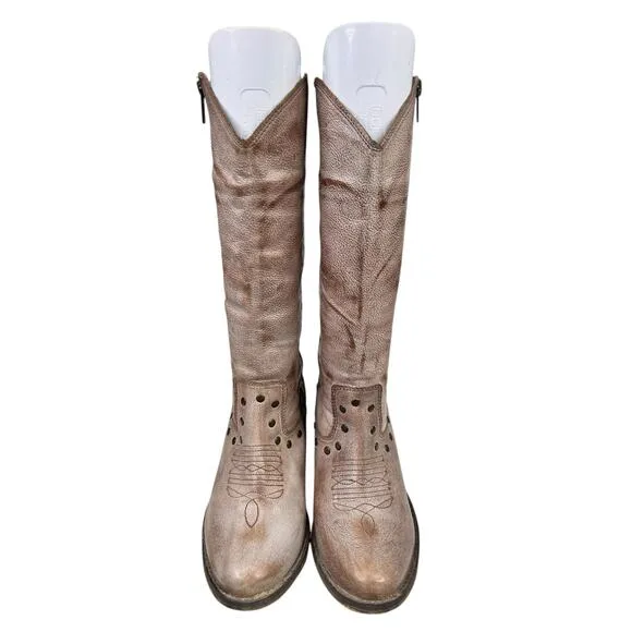 Dingo Women’s Brown Leather Distressed Western Boot Size US 7