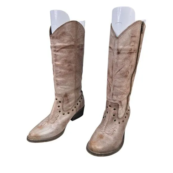 Dingo Women’s Brown Leather Distressed Western Boot Size US 7