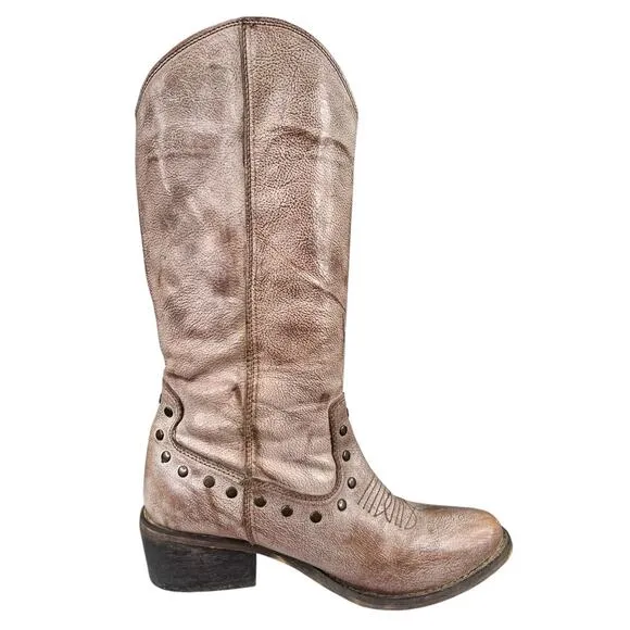 Dingo Women’s Brown Leather Distressed Western Boot Size US 7