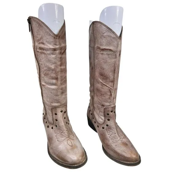 Dingo Women’s Brown Leather Distressed Western Boot Size US 7