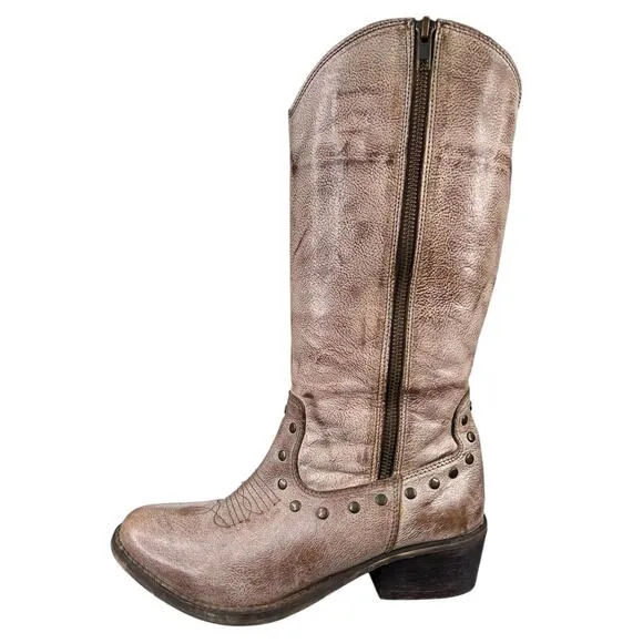 Dingo Women’s Brown Leather Distressed Western Boot Size US 7