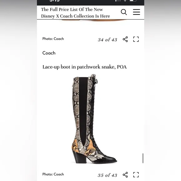 Disney X Coach Collection lace up knee high boots