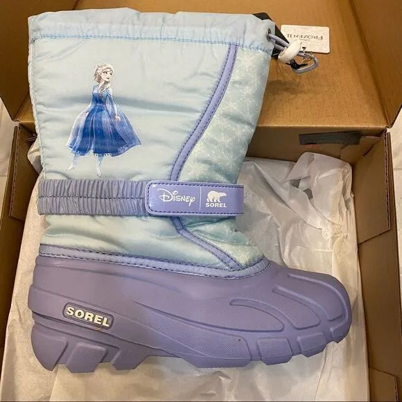 Disney x Sorel Little Girls Flurry Frozen 2 Winter Snow Boots- youth 5/woman 6